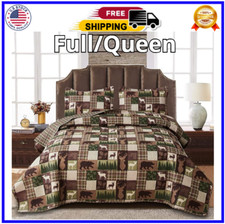 Rustic Quilt Bedding Set Full/Queen Size Bedspread Coverlet Plaid Lodge Cabin