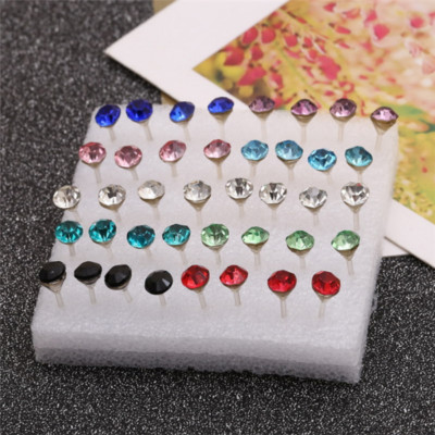 20 PAIRS WOMEN ALLERGY EAR STUDS CRYSTAL RHINESTONE EARRINGS MULTI-COLOR UK 