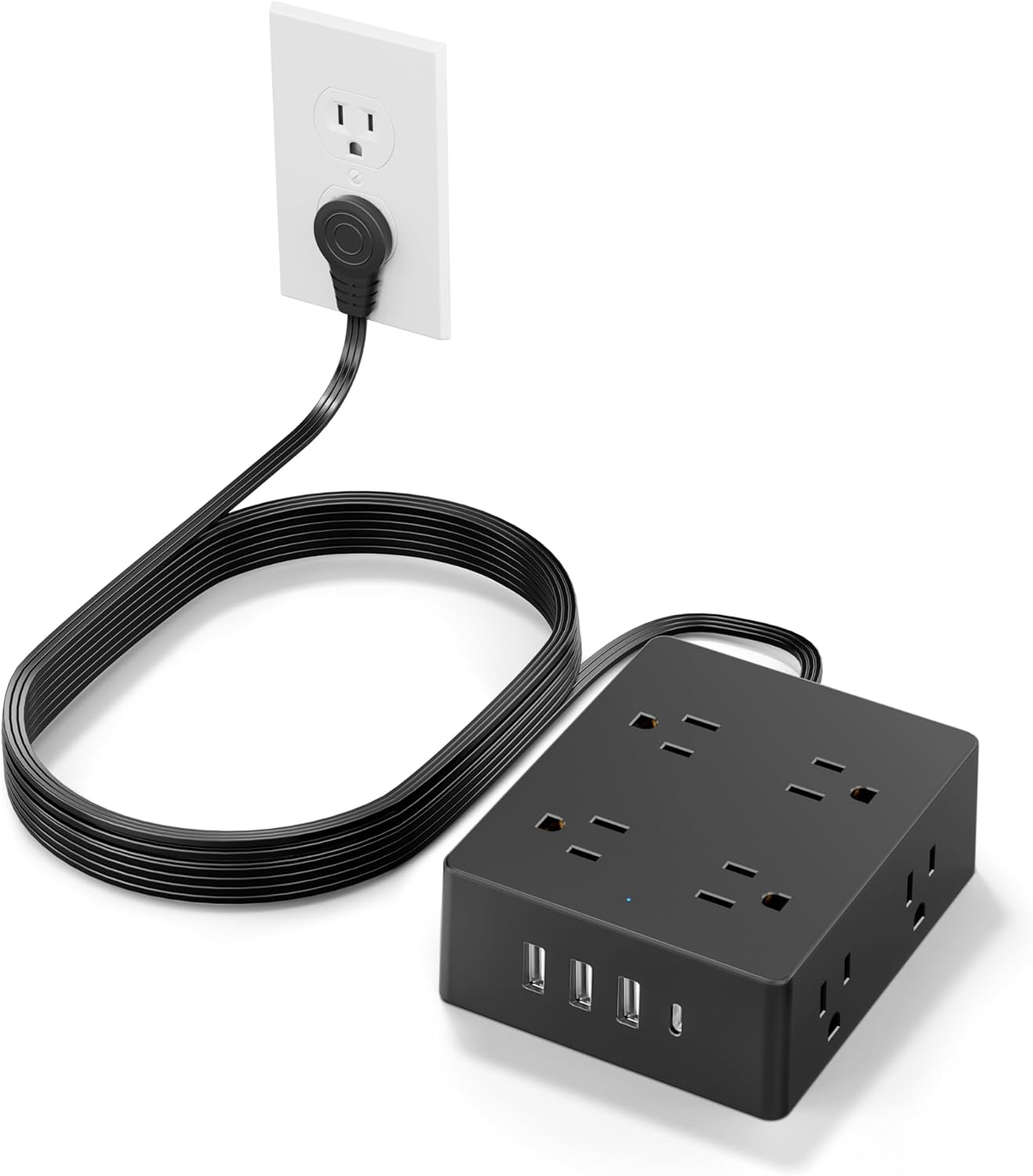 Surge Protector Power Strip 10 Ft Cord,  Ultra Thin Flat Plug Extension Cord, 8-image