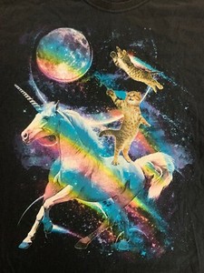 cat riding unicorn shirt