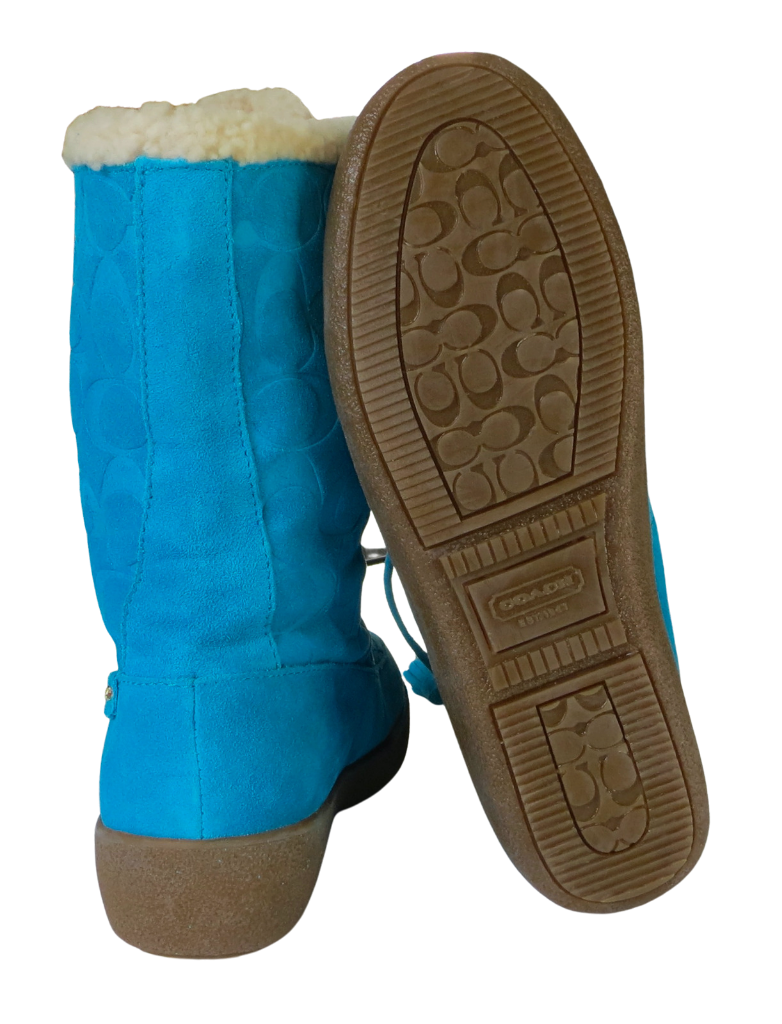 New Coach Tuesday Tourmaline Turquoise Signature Suede & Sheepskin Winter Boots eBay