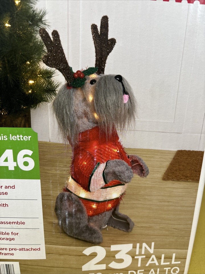 Christmas Light Up Schnauzer LED 23" Holiday Time Dog 2020 Indoor