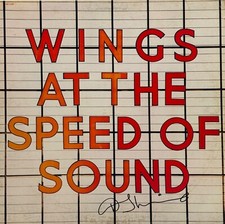 DENNY LAINE WINGS Signed LP Cover "Wings At The Speed Of Sound" ACOA DENNY LAINE WINGS Signed LP Cover "Wings At The Speed Of Sound" ACOA