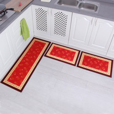 Carvapet 3 Piece Non-Slip Kitchen Mat Rubber Backing Doormat 