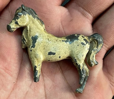 Alte Alt Selten Handgefertigt Einzigartig Miniatur Handbemalt Metal Pferd Statue