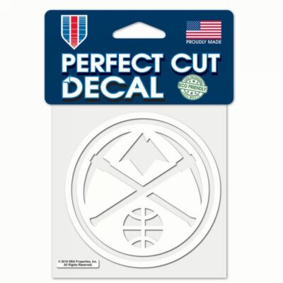DEVER NUGGETS WHITE PERFECT CUT DECAL 4''X4'' FOR WINDOWS NBA LICENSED
