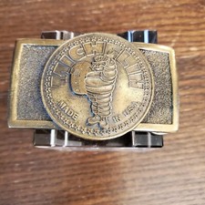 Vintage Michelin Made in USA Tire Brass Belt Buckle Man Serial Number 9365