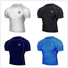 Mens CoolBase Compression Under Base layer Shirt Top Short Sleeve Skin Armour