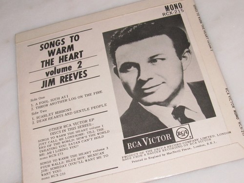 JIM REEVES SONGS TO WARM THE HEART VOLUME 2 MONO EP, 4 TRACKS, RCA VICTOR DECCA - Picture 3 of 5