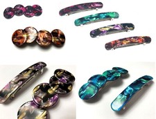 Hair Barrette Long Metal Clip Gift Set Vintage Women Charles Wahba Made in Italy