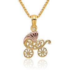 14K Solid Two Tone Gold Carriage Visor Necklace