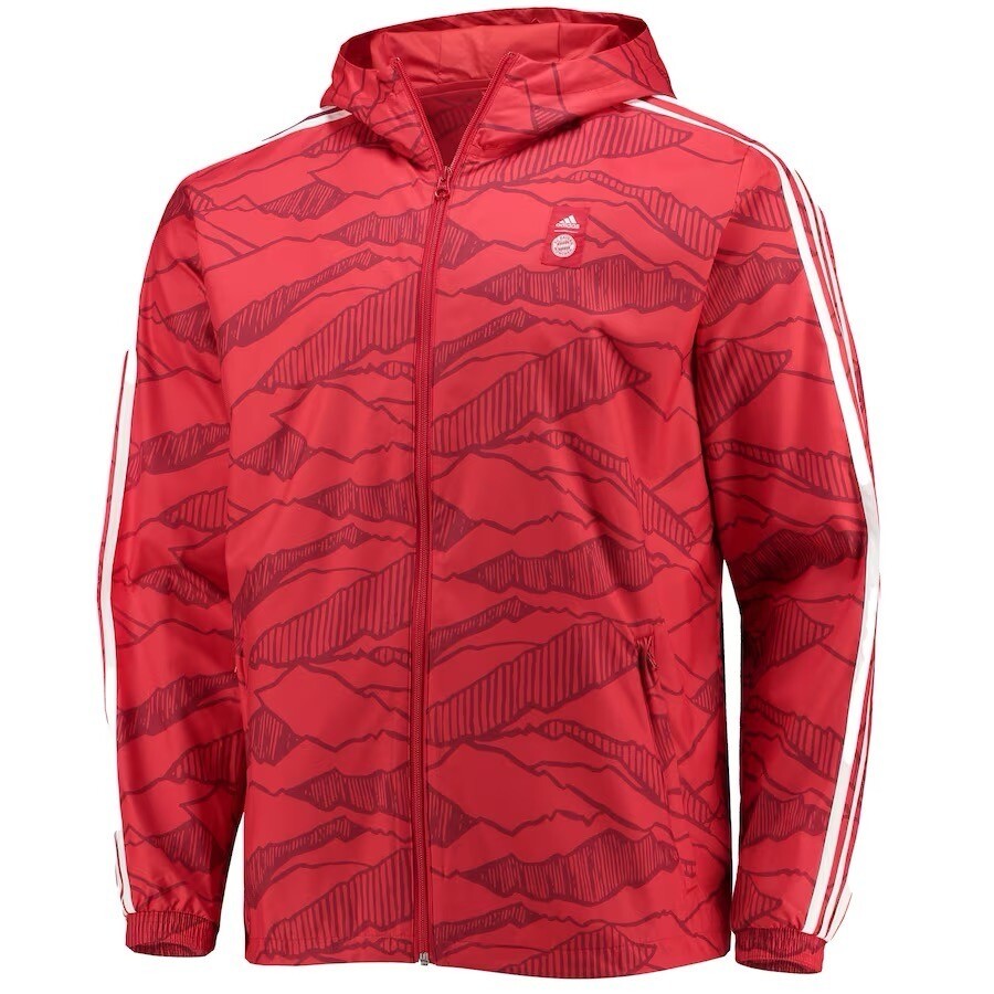 Adidas Men's Bayern Munich Soccer Full Zip Windbreaker Hoodie