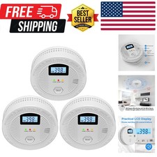 3 Pack Combination Photoelectric Smoke and Carbon Monoxide Alarm Detector wit...