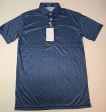 NWT Collars And Co Shirt Men's Small Dress Collar Polo Navy Blue Geometric Dot