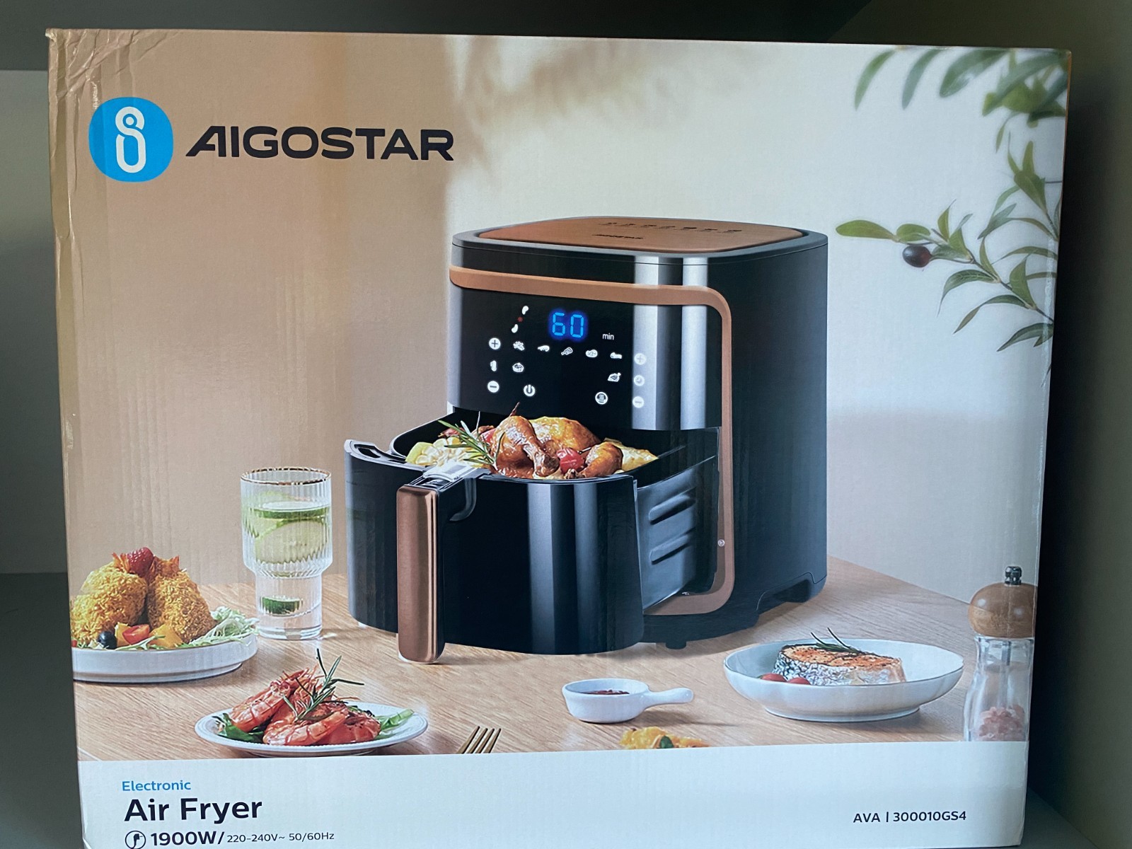 Offerta Aigostar Air Fryer 7L 1900W - Friggitrice Aria Oro Rosa