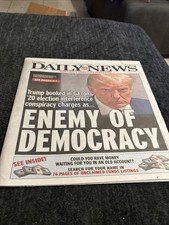 DONALD TRUMP Mugshot - Daily News Historic Newspaper 8/25/23 Enemy Of Democracy