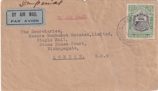 1931 North Borneo Protectorate Airmail cover to GB 25c Arms tied JESSELTON