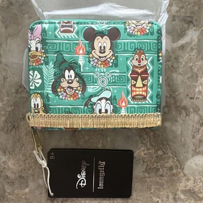 Loungefly Disney Tiki Green Wallet Mickey Goofy Donald Daisy Pluto Chip