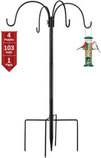 4-Hook Shepherds Hooks for Outdoor, 103" Heavy Duty Bird Feeder Pole with 5 Pron