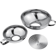 3 Pack Canning Funnel 3-in-1 Stainless Steel Funnel Set Wide Mouth Funnels wi...