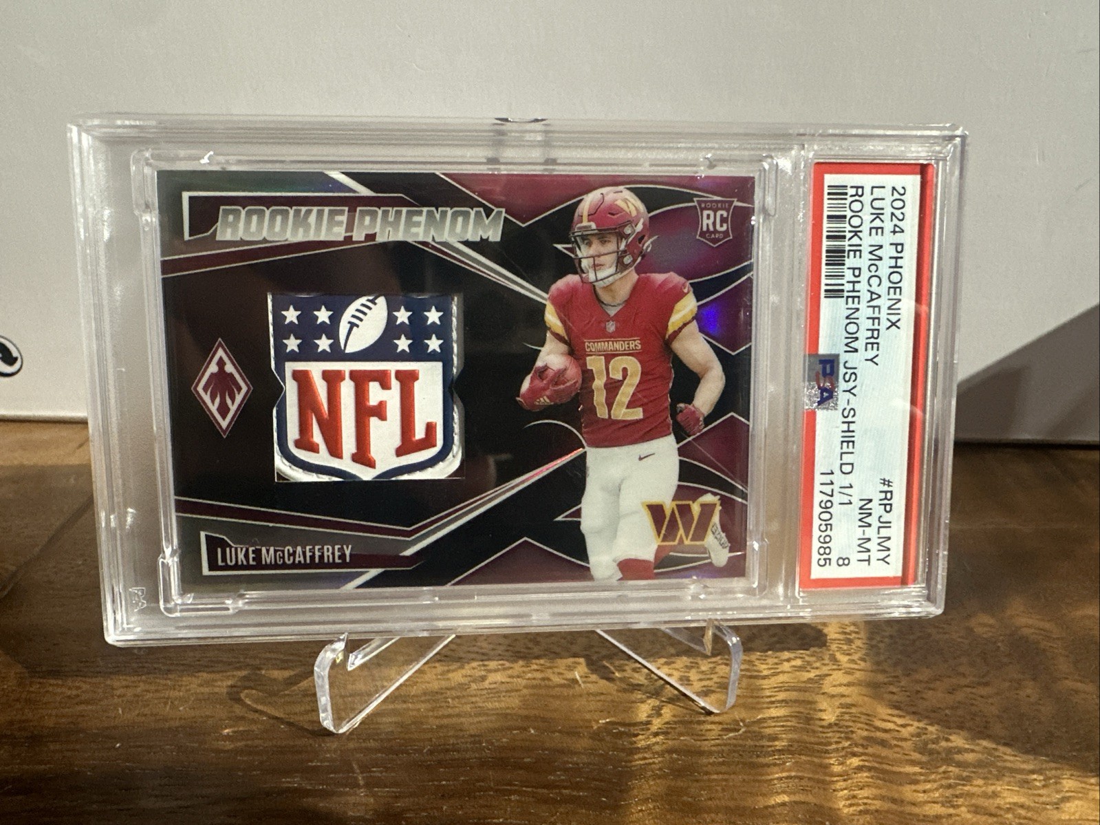 Luke McCaffrey Panini National Treasures Crossover Rookie Patch Autographs #LMY NFL Shield 1/1