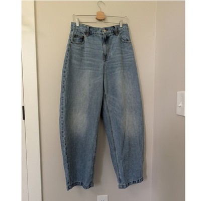 KBD by Kahlana Barrel Leg Jeans Light Wash Vintage Wash O-Ring Baggy