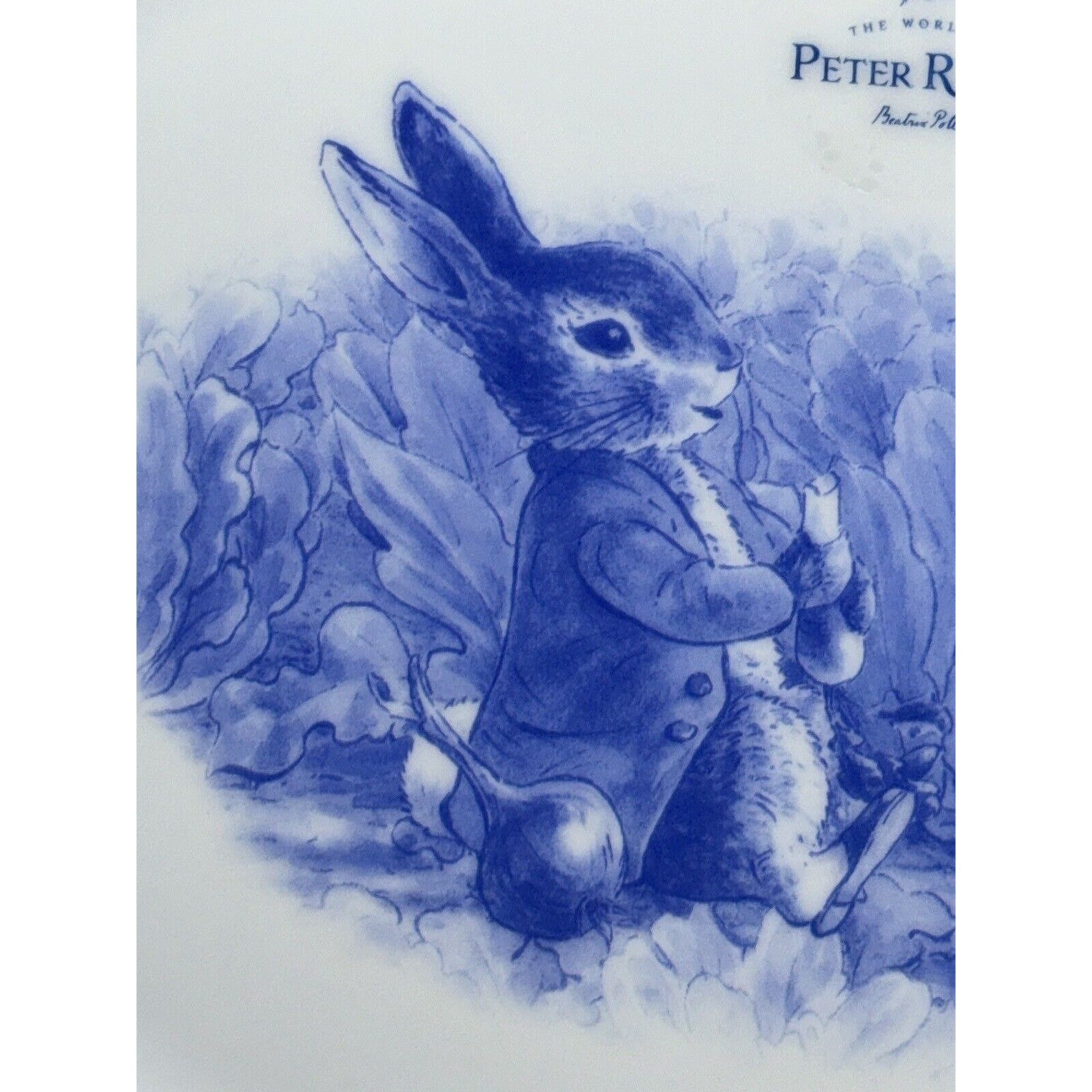 Beatrix Potter Peter Rabbit Blue Toile Porcelain Oval Serving Platter ...