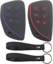 2Pcs Rubber Silicone 6 Buttons Smart Key Fob Cover Case Protector Keyles with K