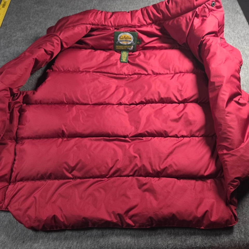 Cabela's Vest Mens Large Red Premier Northern Goose Down Puffer Quilted Snap - Image 3 of 4