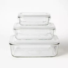6pc (Set of 3) Glass Food Storage Container Set Clear - Figmint™: Freezer, Dishw
