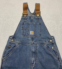 Carhartt Kids Youth Size 8 Denim Bib Overalls Unlined Blue Jeans Workwear