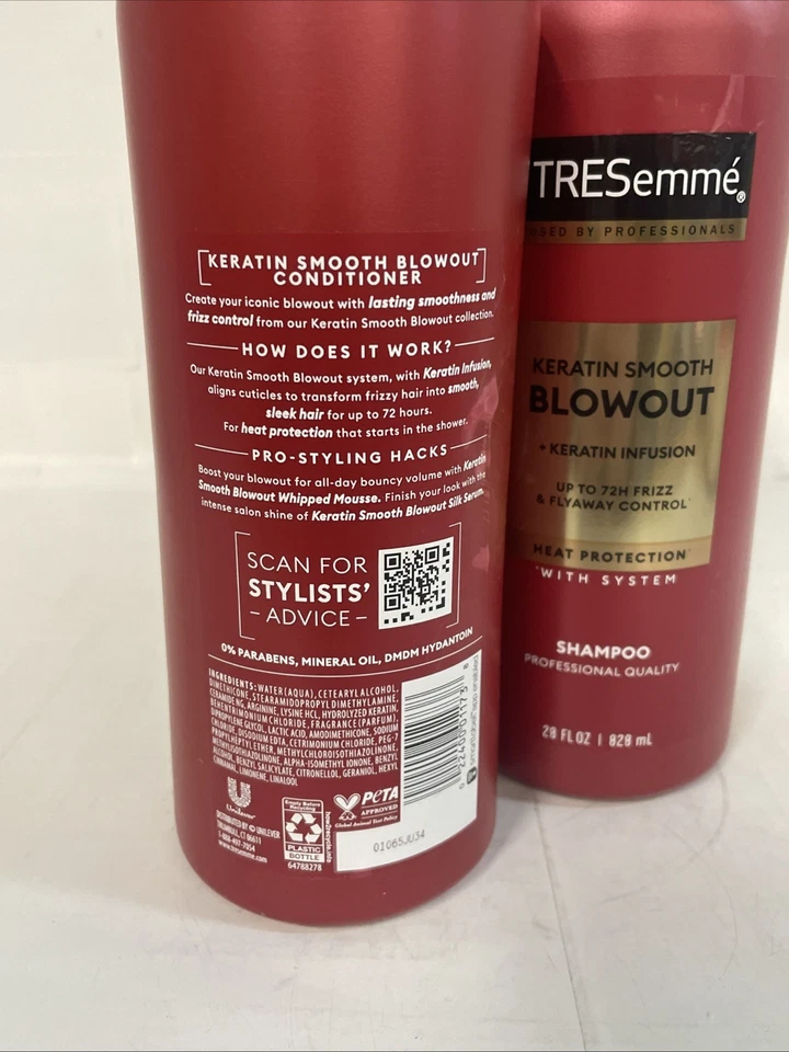 Tresemme Keratin Smooth Blowout Infusion 72hr Frizz Shampoo Conditioner 28 Fl Oz - Image 2 of 4