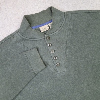 LL Bean Pullover Sweater Mens LT Large Tall Hunter Green Waffle Knit O BKF3