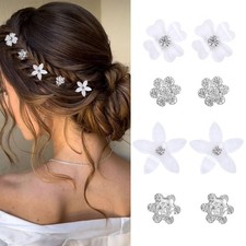 24Pcs Mini White Flower Hair Clips - Cute Small Flower Clips for Hair with Rh...