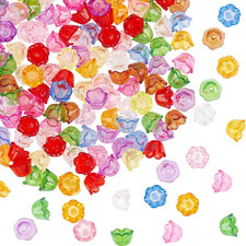 600Pcs Acrylic Flower Bead Caps Transparent Flower Beads Bulk Colorful Bell T...