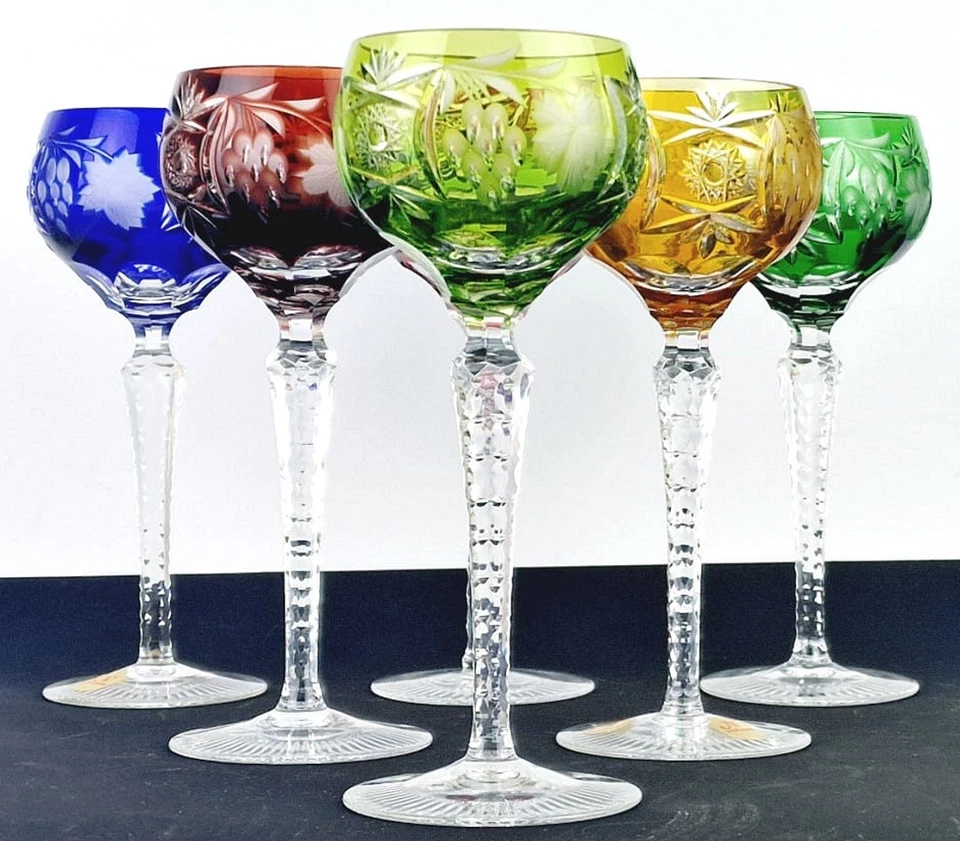 Set 6 Glasses/Wine Glasses Crystal Glas Grapes Hand Cut Nachtmann R1092 - Image 2 of 4
