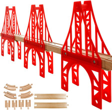 Wooden Train Bridges, 3 Suspension Bridge, Wooden Train Track Accessories, Wood