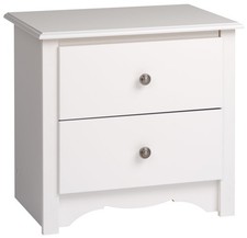 Prepac Monterey Night Stand with 2 Drawers Metal Roller Glides Pewter Knobs