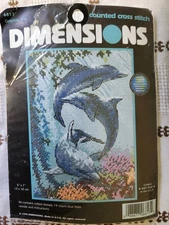 Dimensions Dolphin Trio cross stitch kit NEW 5 x 7  1999