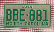 NORTH CAROLINA 1970's AMERICAN LICENSE NUMBER PLATE #NCold