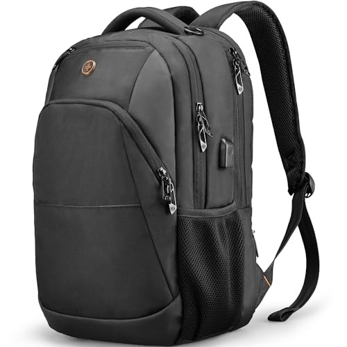 Sleek Black 16-Inch Travel Laptop Backpack for College & Work