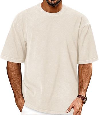Oversized Tshirt for Men Short Sleeve Vintage Washed Cotton Basic Loose Tee 2026