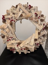 Hanging ~Driftwood  Berries Wreath~ Cabin  Beach Decor Coastal Wall Door 17”