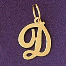 Initial D Charm Pendant 14k Gold 0.7 Grams 