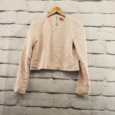 MSGM Shirt Womens 40 IT Pink Cropped Long Sleeve Back Zip Viscose 1541MDM22