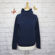 Athleta Cowl Mock Neck Sweatshirt Thumbholes Pockets Navy Blue size S 243128