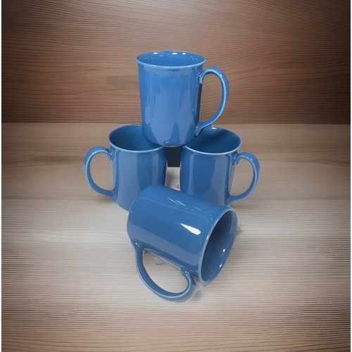 Corning Blue Stoneware Coffee Mugs Microwave Safe USA Made Set of 4