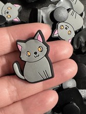 Cute Gray Cat Shoe Charm  Fits Crocs  Kitty Jibbitz Style Accessory for Clogs