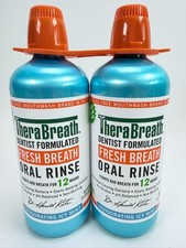 TheraBreath Fresh Breath Oral Rinse Icy Mint 1 Liter Bottles 2 Pack NEW