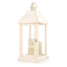 ELAMBIA Outdoor-Laterne Rotationslicht inkl. 3 LED-Kerzen Timer 24x24x59cm creme